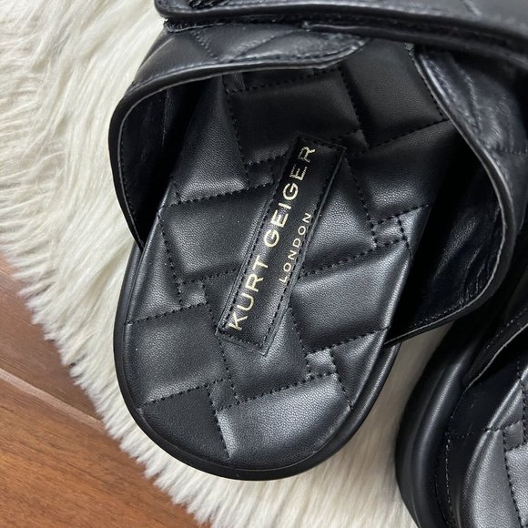 Kurt Geiger Men's Size 43.5 / US 10.5 Black Leather Quilted Orson Slide Sandals - Picture 9 of 13